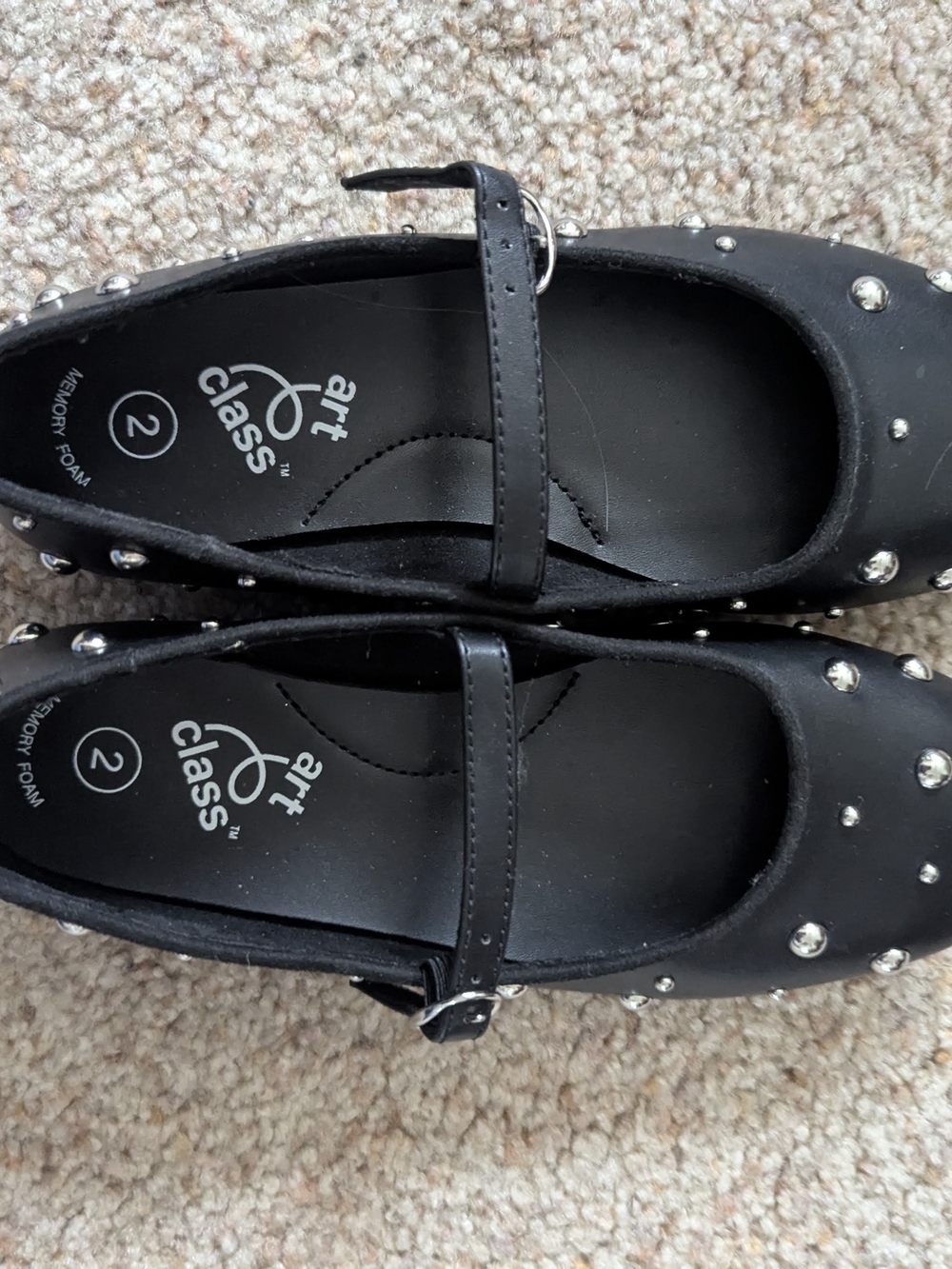 Art Class Black Mary Jane Flats with Studs